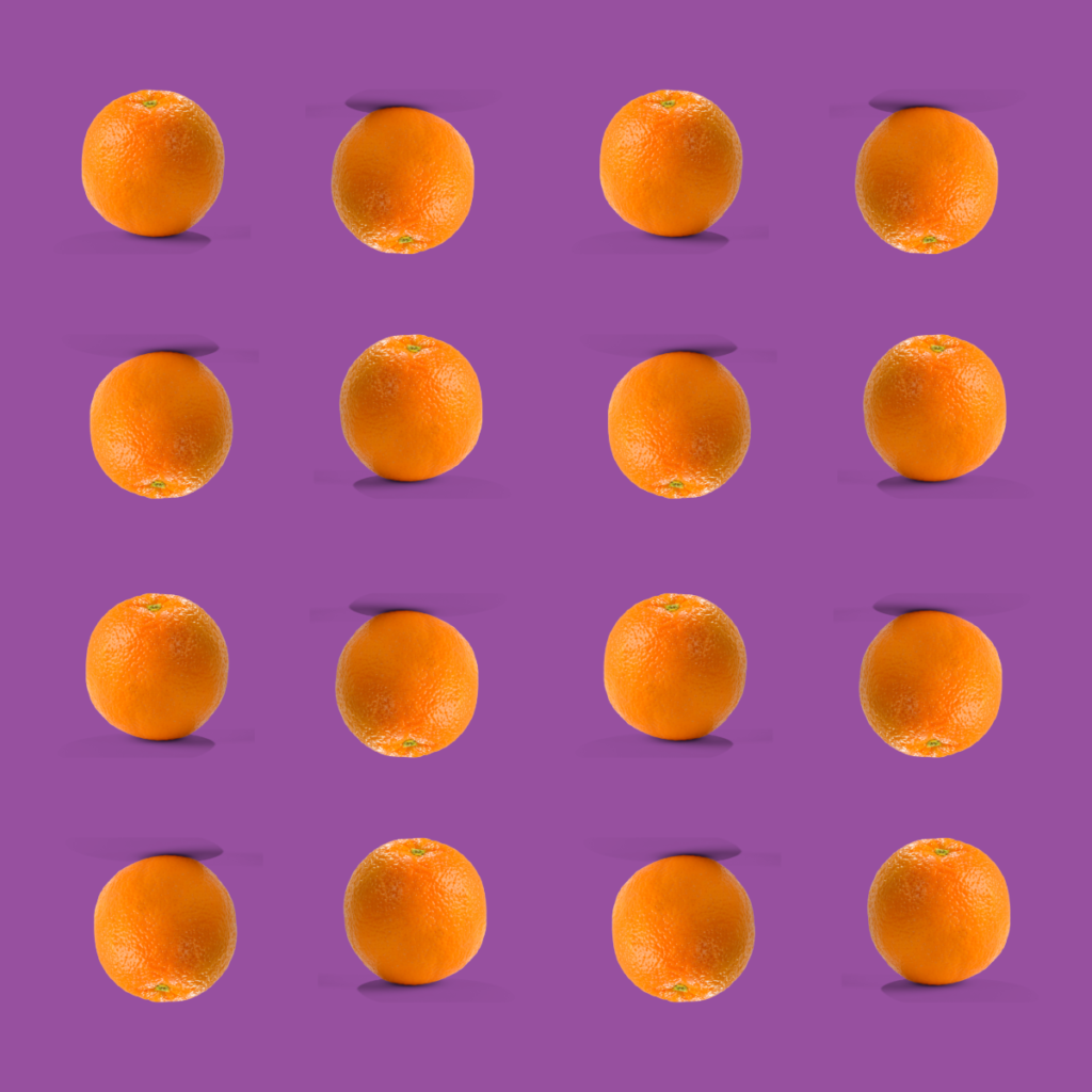 oranges purple bckgrd