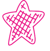 hand drawn star in bright pink