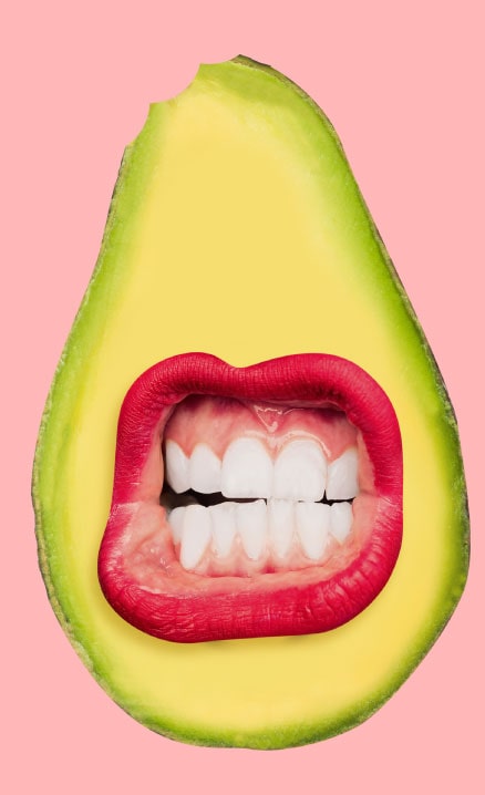 avocado with mouth